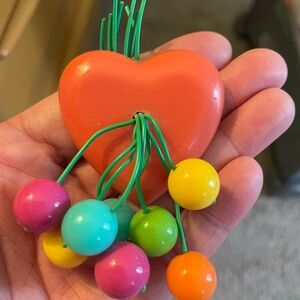 Colorful Heart and Beads Brooch